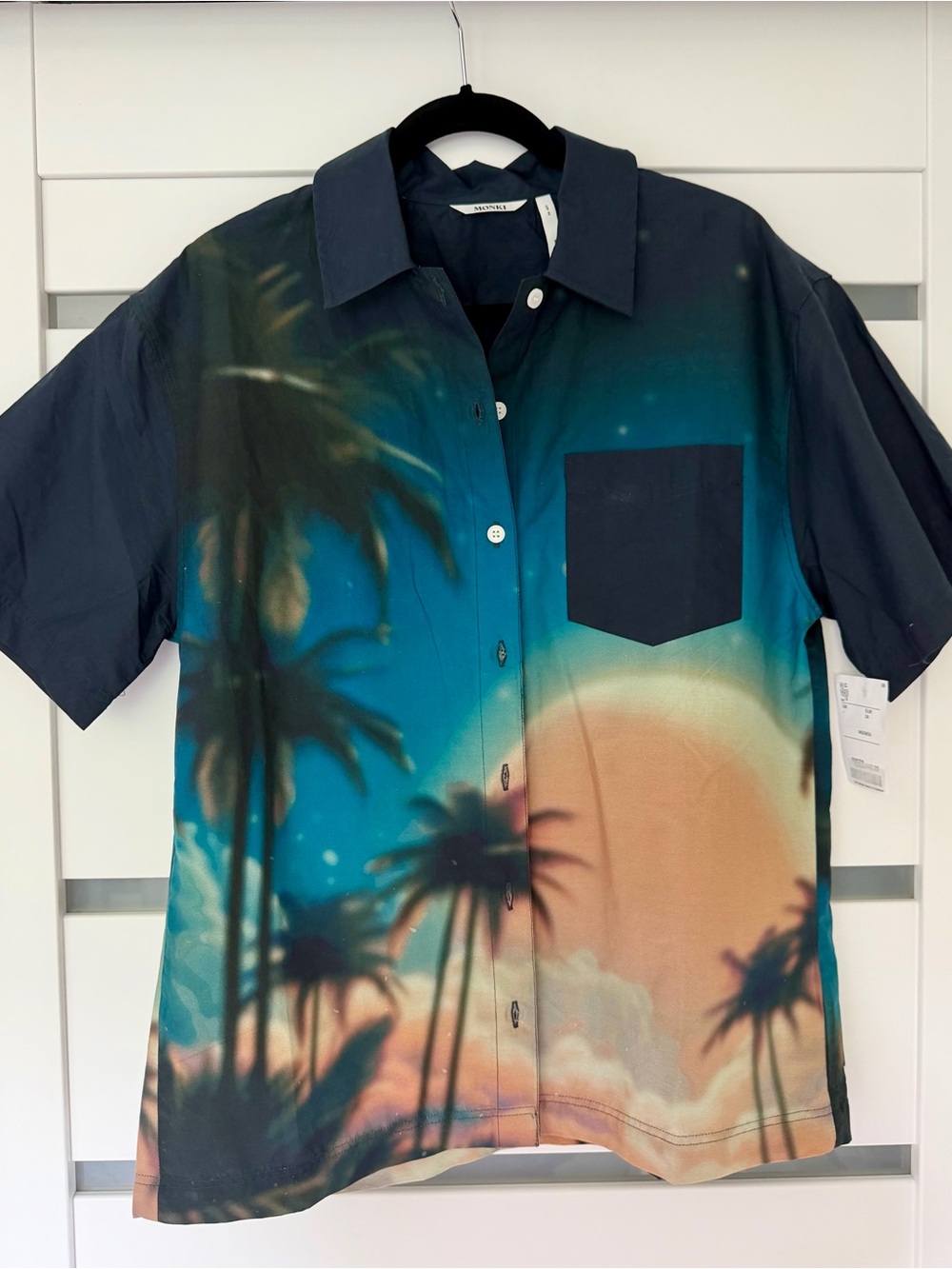 Monki Navy to Teal Ombre Button-Up Shirt